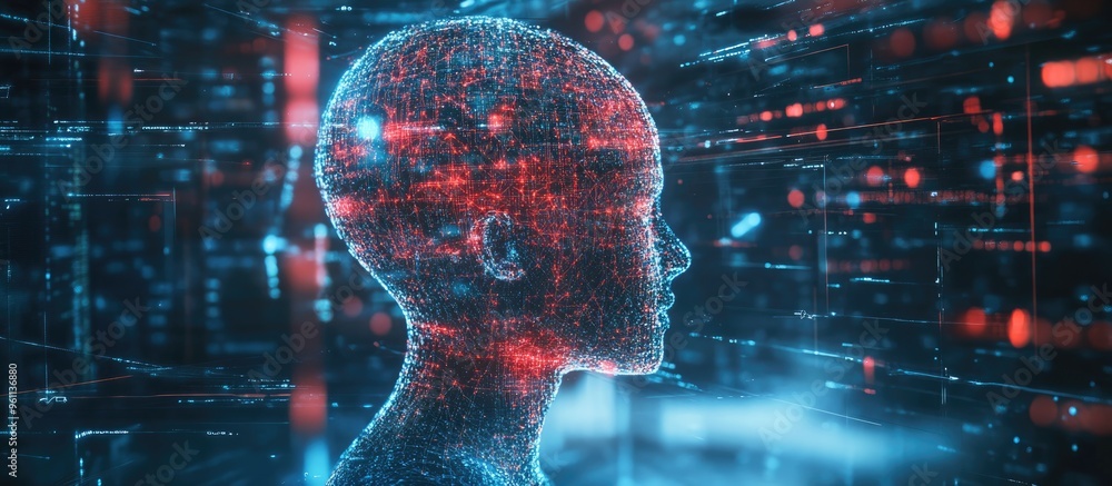 Poster abstract representation of artificial intelligence in a technological web backdrop virtual concept d
