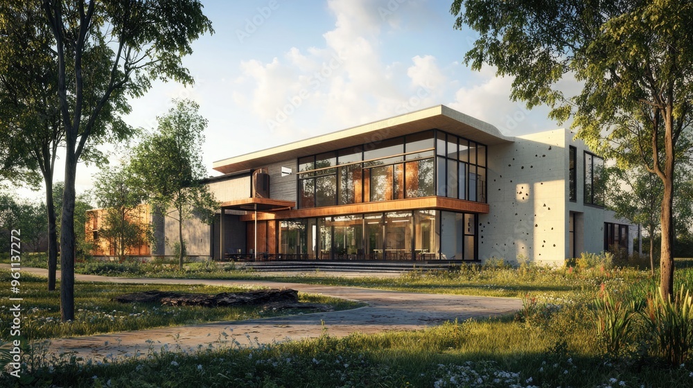 Aufkleber architectural design concept featuring a modern house rendered in 3d with detailed sketches and visu