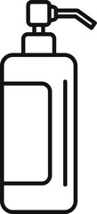 Black outline icon representing a dispenser bottle containing liquid soap for hands
