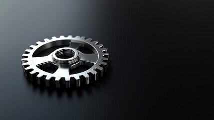 A single metal gear on a dark background, symbolizing precision and engineering.