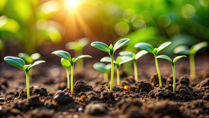 Close-up of small seedlings growing in a garden, seedlings, garden, growth, plants, environment, nature, green, fresh