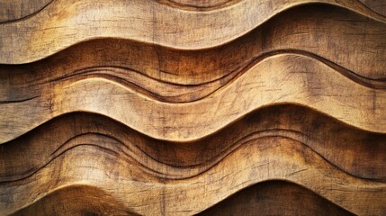 Close-up of abstract wooden texture with wavy patterns, showcasing the natural grain and artistry of woodwork.