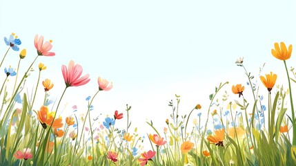 Colorful Wildflowers Blooming in a Field