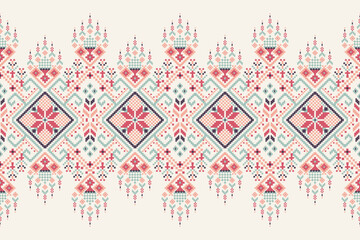 Floral knitted pattern vector illustration,floral lace pattern.	