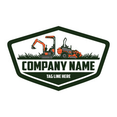 Lawn Mower, Mini Exavator,  logo vector image .