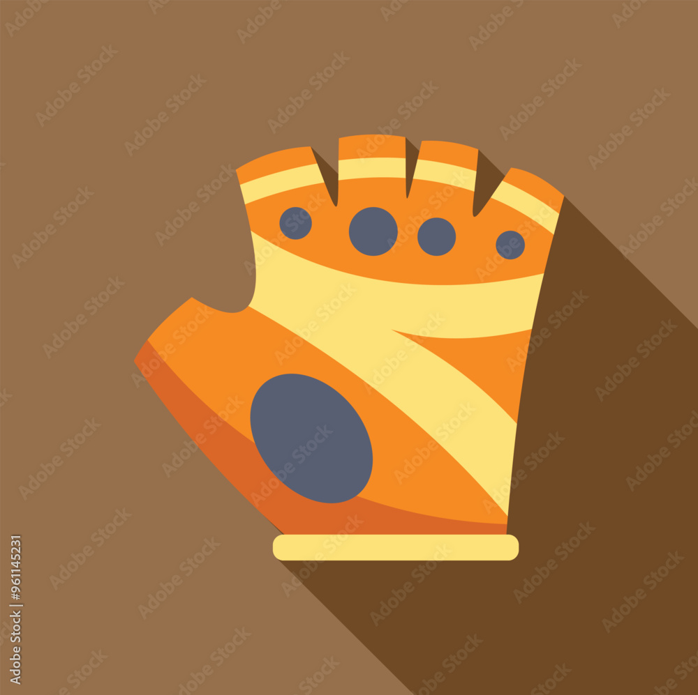 Canvas Prints Orange training glove with anti slip dots for gym workout icon in flat style on a brown background