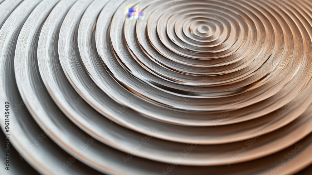 Poster close-up of concentric spiral patterns in neutral tones. abstract background with circular shapes an