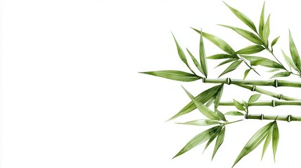 Fototapeta premium Bamboo stalks intertwined with delicate flowers, painted in soft pastel tones for an elegant watercolor botanical design