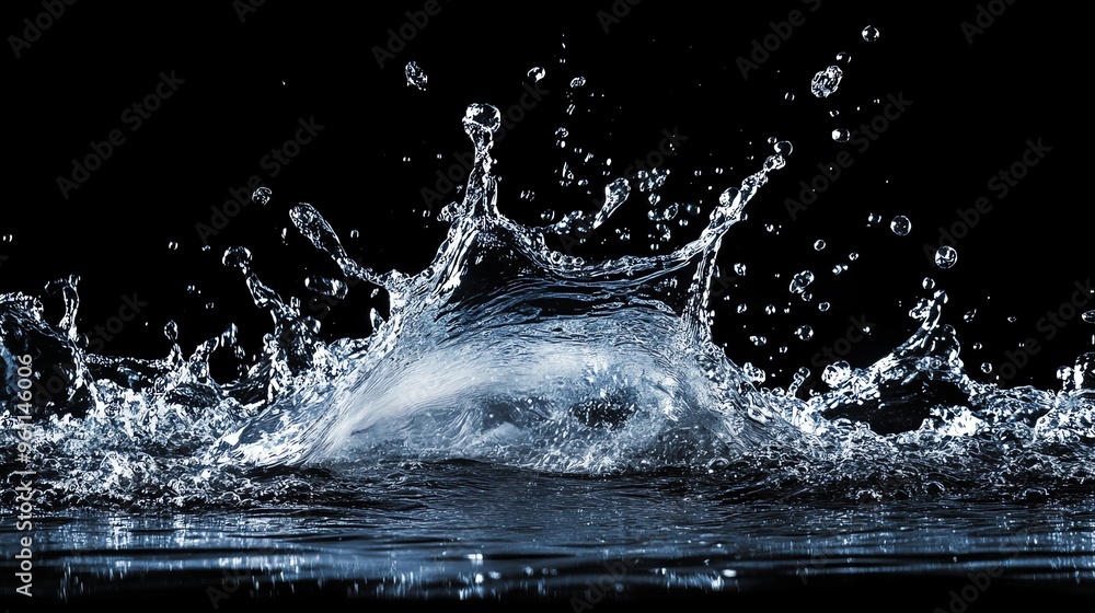 Poster water splashing and creating a crown shape.