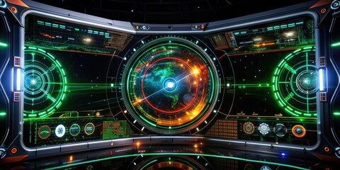 Obraz premium Futuristic abstract HUD display with hi-tech elements, futuristic, abstract, HUD, display, sci-fi, technology, digital