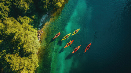 Kayaking on the Lake, Bulgaria, aerial view