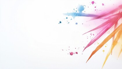 Watercolor bamboo landscape with abstract splashes of color, blending traditional and modern elements for a unique effect