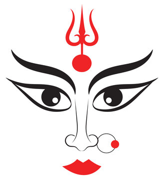 Maa Durga face outline vector for Durga puja Indian festival celebration Hindu. vector illustration.