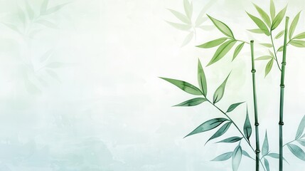 Obraz premium Watercolor bamboo with subtle pastel accents, merging natural forms with abstract watercolor techniques for a modern touch