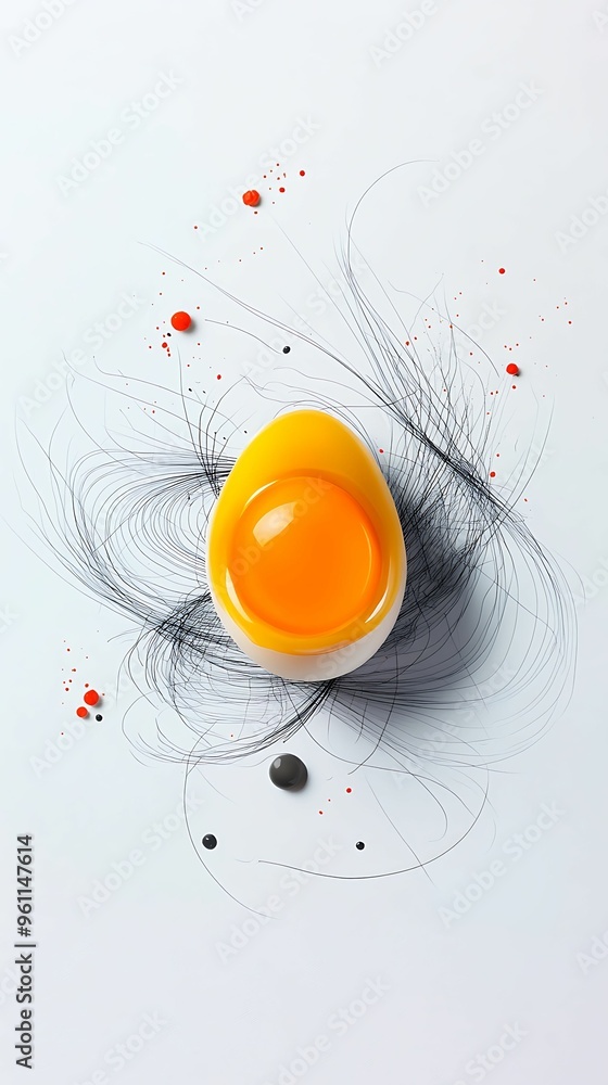 Aufkleber surreal egg yolk: an abstract doodle art depicting the energy of life with sharp focus and clear lig