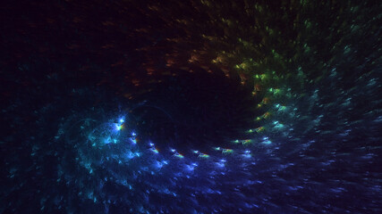 3D manual rendering abstract blue fractal light background. Its not AI Generatd illustration.