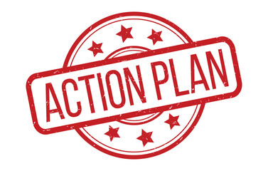Red Action plan Rubber Stamp Seal Vector illustration isolated on white background