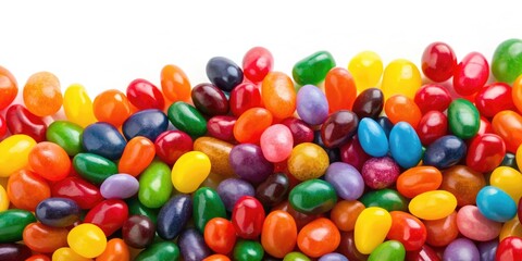 Obraz premium Colorful jelly beans in a vibrant mix of red, orange, yellow, green, blue, and purple, sugar, candy, sweet, rainbow
