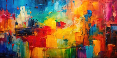 Abstract oil painting with multi colored texture, rough brushstrokes on canvas , art, abstract, oil paint