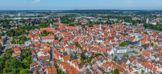 Panoramablick auf die frühere Reichsstadt Memmingen in der Region Donau-Iller in Oberschwaben