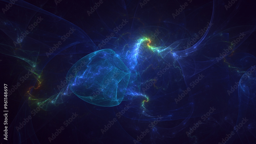 Poster 3d manual rendering abstract multicolor fractal light background. its not ai generatd illustration.