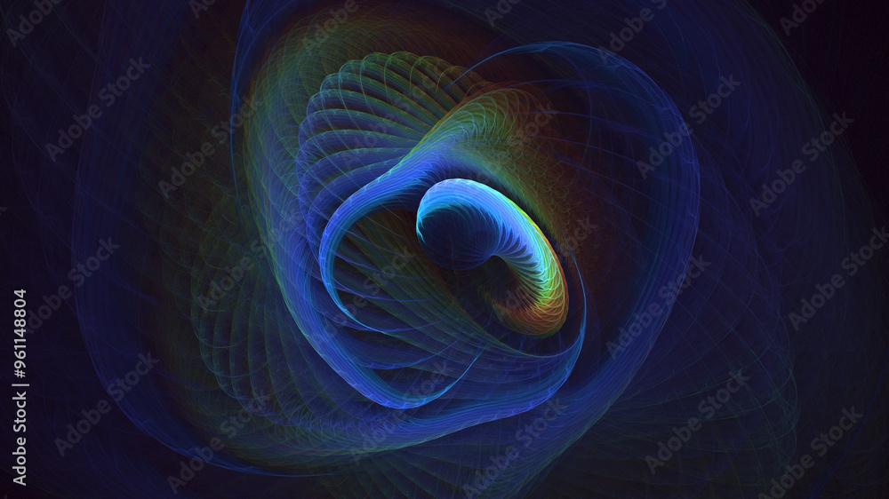 Poster 3d manual rendering abstract multicolor fractal light background. its not ai generatd illustration.