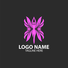 leaf winged angel logo design vector
