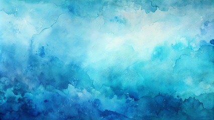 Abstract watercolor background in shades of blue, azure, and turquoise for textures and banners