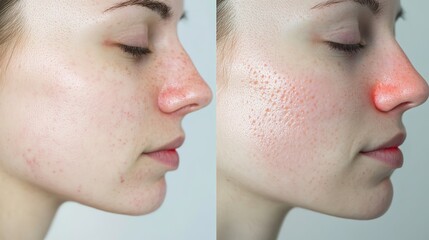 Obraz premium Before and after skin treatment comparison.