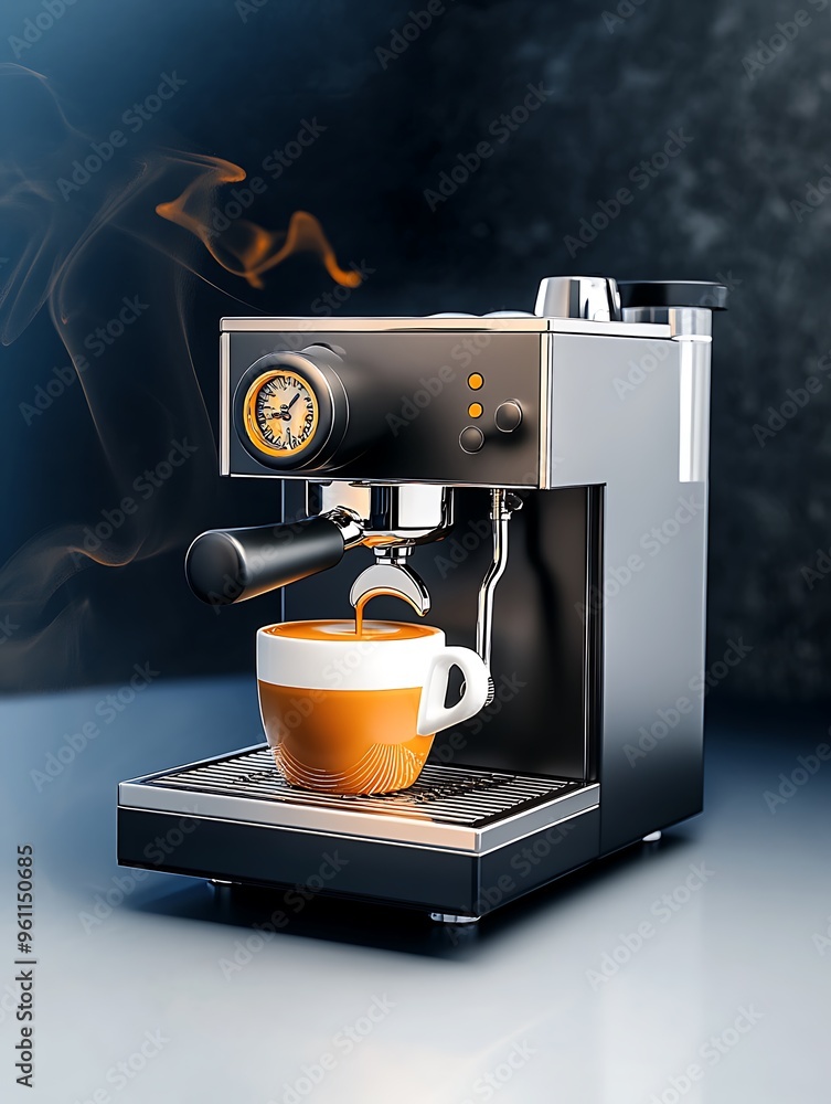 Poster vintage espresso machine in ink sketch style, soft mood with clear light and sharp focus on detailed