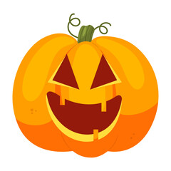 Vector halloween cartoon pumpkin scary faces. Orange jack-o-lanterns isolated on white background
