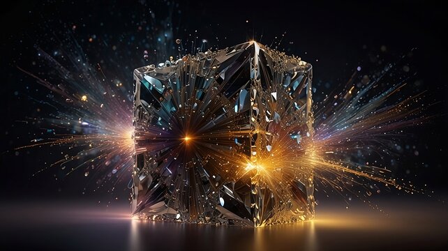 abstract cuboid representation of fourth dimension space, neural network generated art