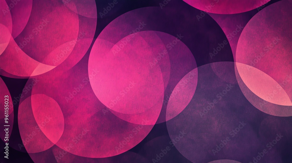Poster abstract background with overlapping pink circles on a dark purple backdrop.