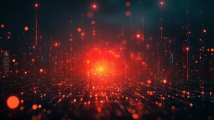Obraz premium Abstract Cityscape with Red Lights and Bokeh Effects