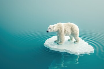 A skinny polar bear standing on a glacier