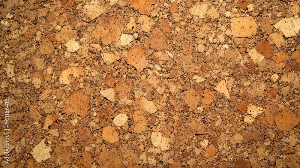 Poster Close-up view of a textured corkboard surface with natural brown tones and organic patterns, ideal for backgrounds and design projects.