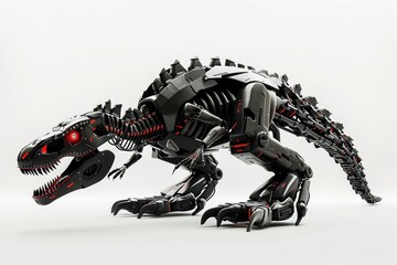 A T-Rex dinosaur robot on a white background