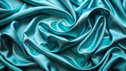 Fototapeta premium Shiny cyan green turquoise silk fabric wallpaper texture detail with a blue hue