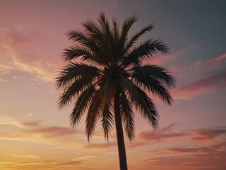 Palm Tree Silhouette Against a Colorful Sunset Sky