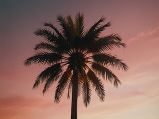 Palm Tree Silhouette Against a Colorful Sunset Sky