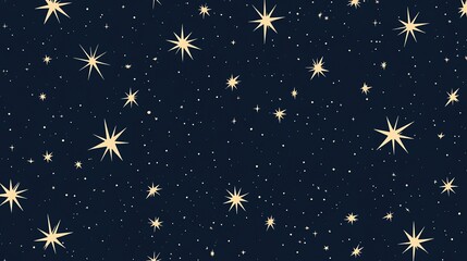 A seamless pattern of twinkling stars on a dark blue background.