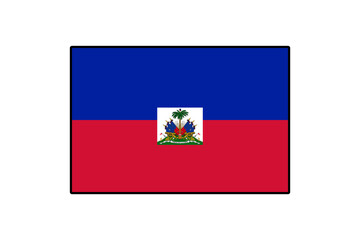 Naklejka premium This graphic features the national flag of Haiti, showcasing its blue and red color scheme with a central coat of arms. The flag symbolizes Haiti's heritage and pride.