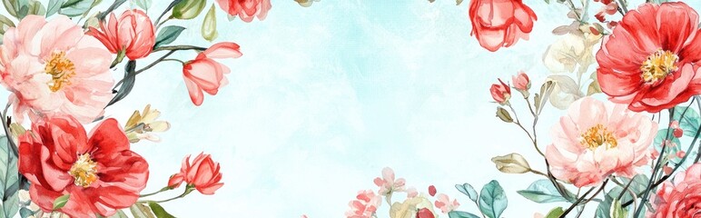 Beautiful Watercolor Floral Background with Vibrant Flowers for Artistic Creations
