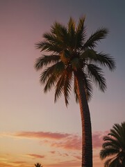 Palm Tree Silhouette Against a Colorful Sunset Sky