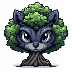 Cute and playful cartoon style cat tree character