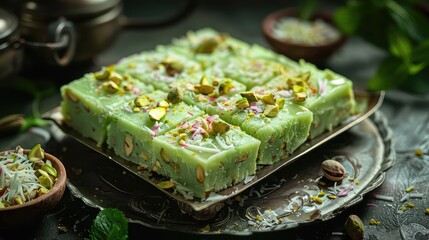 Pistachio Barfi, Indian Sweet, Eid Sweet, Diwali Sweet, Diwali Food, Eid Food