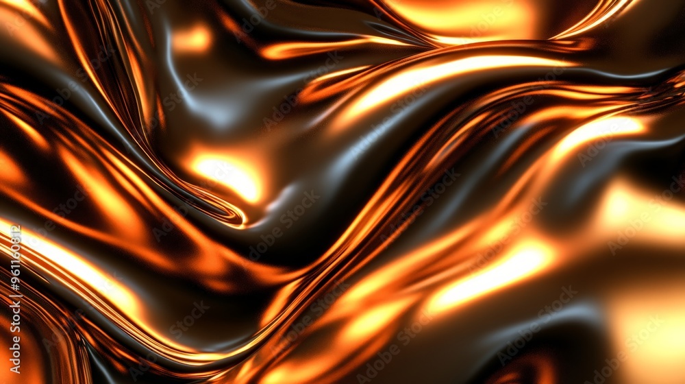 Poster lustrous metallic texture with vibrant golden and dark hues, creating an abstract and rich visual ef