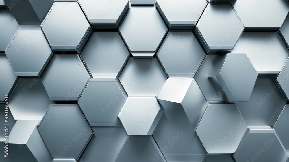 Poster modern geometric background with metallic hexagonal pattern, offering a sleek and futuristic design 