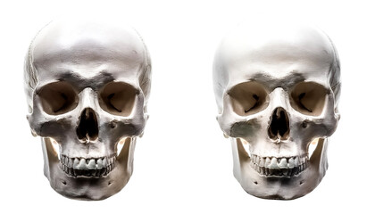 Obraz premium Human skull, Front view of natural human skull, isolated on white background