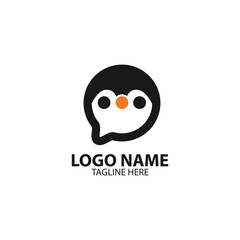 penguin talk logo design vector